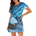 thumbnail image 1 of Fotbe Mountain Cottage In Snow Bata de Dormir para Mujer con Estampado, Camisón de Algodón de Manga Corta, Ropa de Dormir Casual, 1 of 6