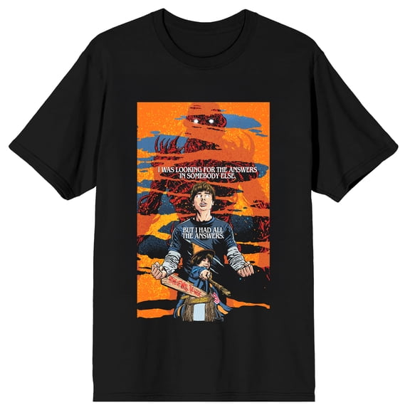 Stranger Things 5 I Was Looking For The Answers In Someone Else Adult Black Crew Neck Short Sleeve T-shirt-Medium