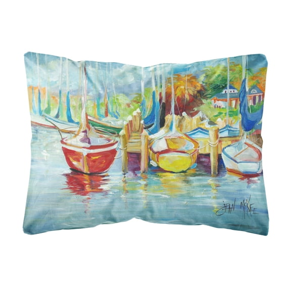 On the Dock Sailboats Canvas Fabric Decorative Pillow