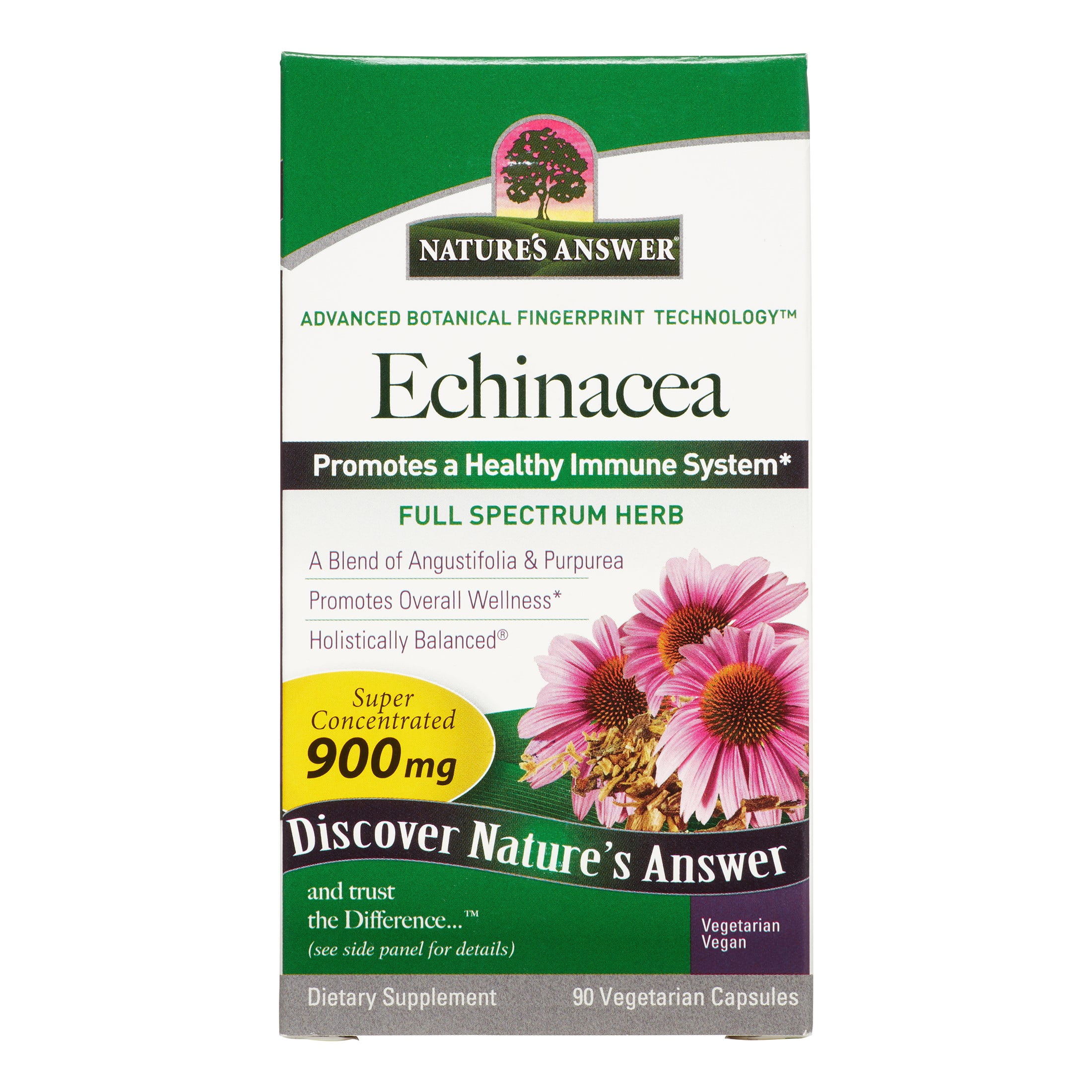 Nature's Answer Echinacea Herb 900 mg, Immune Support Herbal Supplement, 90 Vegan Capsules
