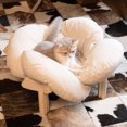 thumbnail image 4 of Elevated Cat Bed Wooden with Cushion Fluffy Pet Couch Sofa for Indoor Cats Raised Kitty Lounge Chair Suitable for Puppy, Cat Furniture(White), 4 of 18