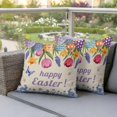 thumbnail image 4 of Happy Easter Pillow Covers 2 Pack Spring Floral Eggs Butterfly Rabbits Beige Background Pillowcase Waterproof Outdoor Throw Pillow Cover for Patio Garden Square Cushion 18”x18”, 4 of 9