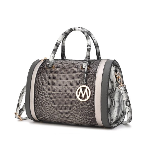 Eleanor Faux Crocodile-Embossed Vegan Leather Womens Satchel by Mia K