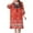 Red, variant on Njagoc3 Womens Long Sleeve Round Neck Relaxed Fit Dress - Geometric Print, Lightweight Breathable Fabric, Summer Boho Style