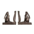 thumbnail image 1 of Creative Co-op EC0148 Serre-Livres en Résine Rustique Lapin sur Livre (Ensemble de 2 Pcs), Bronze, 1 of 7