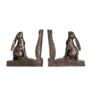 Woven Paths Rabbit Shaped Resin Bookends, 6", Rustic Bronze