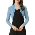 thumbnail image 1 of INSPIRE CHIC Women's Elegant Ruffle Collar Crop Cardigan Open Front Knitted Shrug Top XL Blue, 1 of 6
