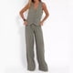 thumbnail image 5 of Moda Casual chaleco liso pantalones traje para mujer nuevo verano cuello pico botón Top bolsillo cintura elástica pantalones trajes traje de dos piezas, 5 of 5