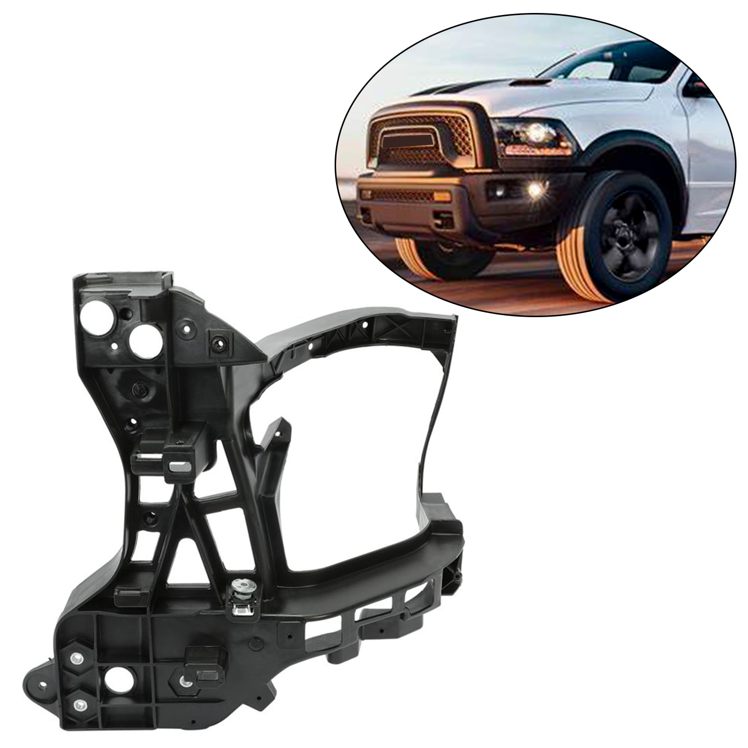Ecotric Radiator Support Left Headlamp Mounting Bracket Black Side Panel  for 2014-2016 Ram 1500 2013-2015 2500 Replaces 68222829AA CH1225256 (Driver 