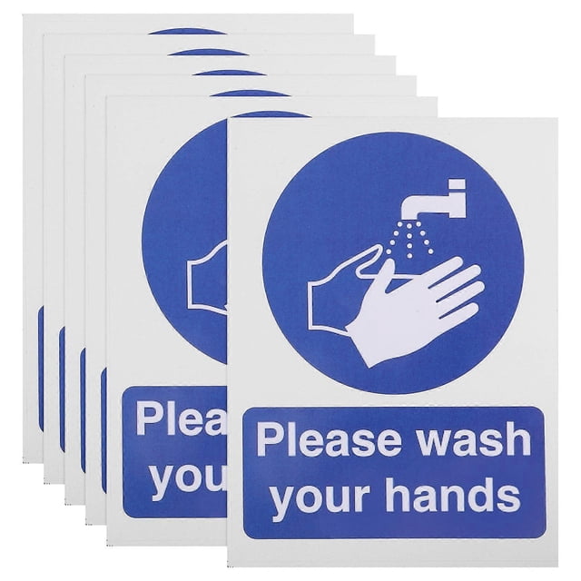 Hand Wash Stickers - 6pcs Washed Out Poster Hand Protection Signs Employees Wash Hands Poster Please Wash Your Hands Sign for Bathroom Warning Sticker
