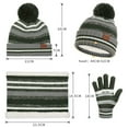 thumbnail image 3 of Winter Kid Boys Girls Warm Hat Gloves Neck Warmer Set Pompom Striped Design, 4Y-10Y, 3 of 8