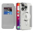 thumbnail image 4 of TECH CIRCLE for iPhone 16 Pro Flip Wallet Case 6.3" 2024, Magnetic Clear Back, Compatible with MagSafe, 3 Card Slots, RFID Blocking, Camera Lens Protector, PU Leather Protective Cover, Gray, 4 of 8