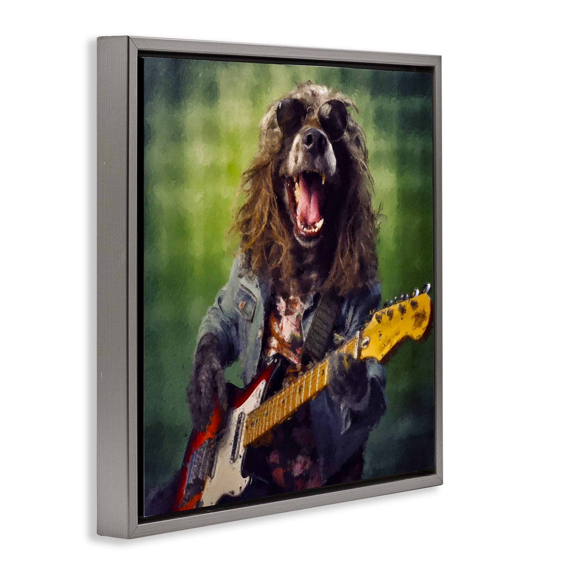 Musician Mutt Halen Gray Framed Floater Canvas Wall Art, design by Sean Parnell