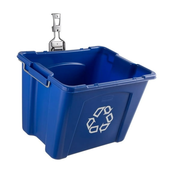Rubbermaid Garage Fasttrack Recycling Bin Wall Mounted Recycling System Holds up to 50 pounds Blue/Satin Nickel for Home/Garage