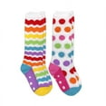 thumbnail image 4 of Jefferies Socks Girls Holiday Gnome Rainbow Stripe Fuzzy Slipper Socks 4 Pack, 4 of 6
