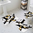 thumbnail image 3 of Modern Geometric Bathroom Rugs Set Black and Gold Line Non Slip Absorbent Soft Bath Mats 3 Piece Set with Bathroom Rug, U-Shaped Floor Mat, Toilet Seat Cover Small Size, 3 of 9