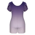thumbnail image 5 of Économies d'Été! SROBPTY Combinaisons pour Femmes, Mode Col Rond Court Grande Taille Manches Bouffantes Poches Imprimées Combinaison Décontractée Tendance Violet, TG, 5 of 5