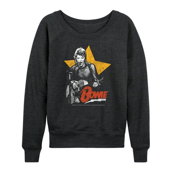 David Bowie - Bowie Guitar With Star - Women's Lightweight French Terry Long Sleeve Shirt