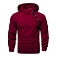 thumbnail image 4 of Zimjoy Mens Quarter Zip Pullover Hooded Long Sleeve Bias Tape Zipper Pullover Mens Casual Red Sweatshirt Lightweight Winter Fleece Men's Shirts, Wine 2XL, 4 of 7