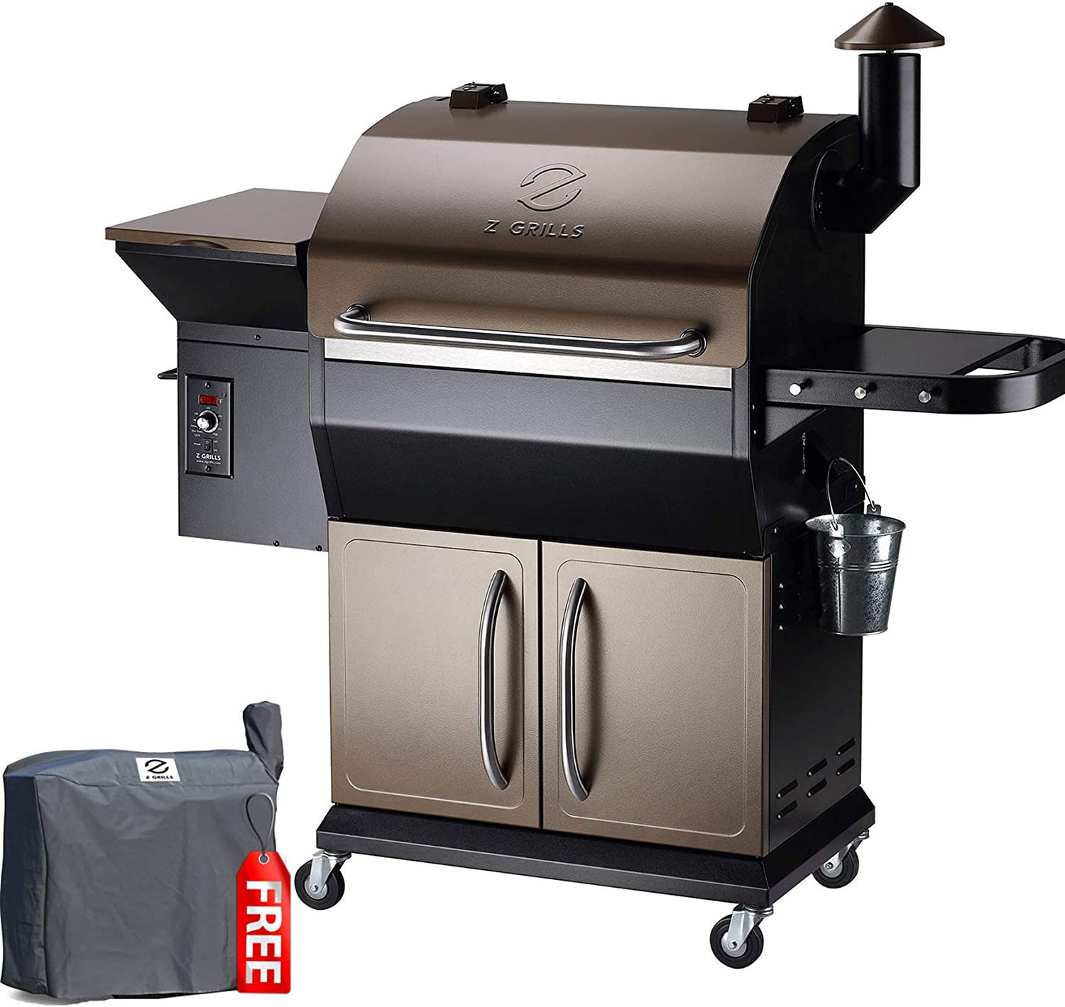 Z GRILLS 1000D Smart Wood Pellet Grill 8 in 1 Outdoor BBQ Smoker 1060 SQ Inches Cooking Area with Cabinet Barbecue Grill Bronze - image 1 of 8