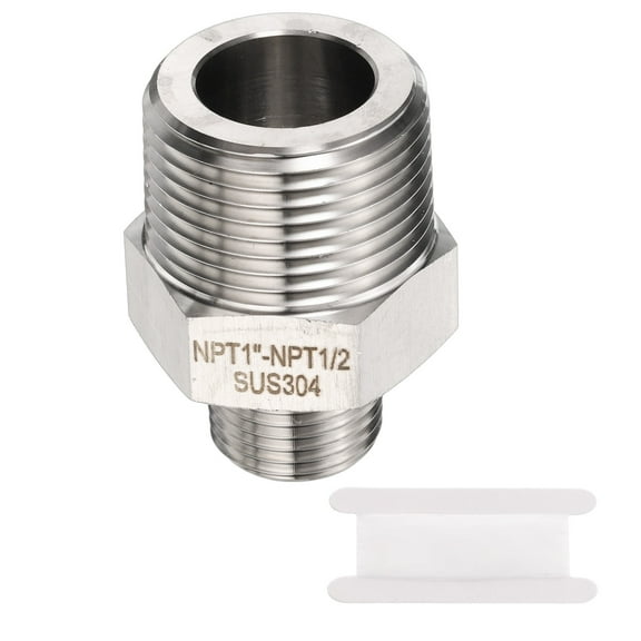 Uxcell Stainless Steel Hex Nipple 1/2" NPT Male x 1" NPT Male Pipe Fitting