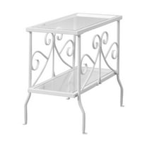 Monarch Specialties Accent Table White Metal With Tempered Glass