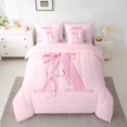 thumbnail image 2 of jejeloiu Letter A Monogrammed 7-Piece Twin Bedding Sets,Cartoon Ribbon Bowtie Bedding Comforter Set,Pink Bow Tie Sheet Sets For Girls,Microfiber Room Decorative Reversible, 2 of 8