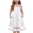 thumbnail image 3 of Mevxay Girls Elegant Dresses Sleeveless Round Neck A-line Party Dance Graduation Mesh Dress Size 5-12 White, 3 of 9