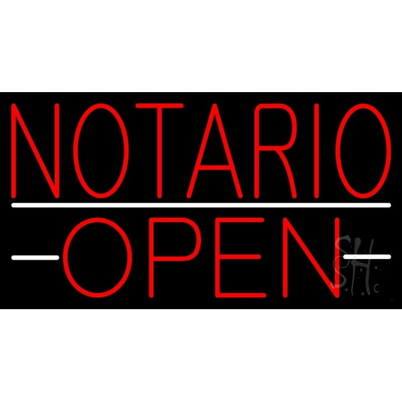 Red Notario Open LED Neon Sign 13 x 24 - inches, Black Square Cut Acrylic Backing, with Dimmer - Bright and Premium built indoor LED Neon Sign for Defence Force.