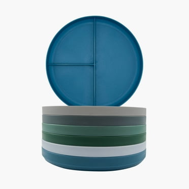 Baby Joey Kids Divided Plate Set for Boys, Blue, Green, & Grey Assorted Colors, 6 Piece