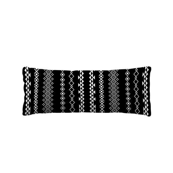 Black Boho Body Pillow Cover 20 x 60 Inch Decorative Pillow Cover Ethnic Tribe Striped Vintage Lumbar Pillowcase Seasonal Rectangle Cushion Case for Couch Sofa Bed Living Room