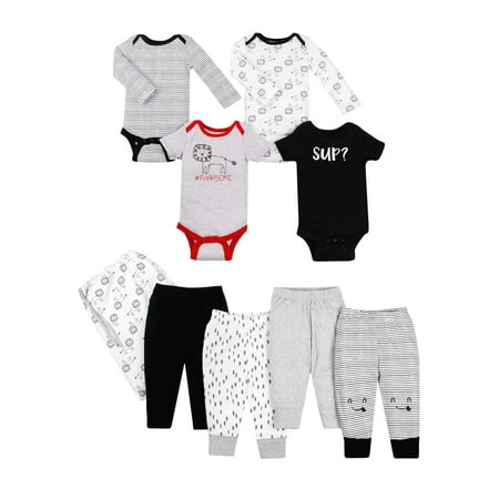 Little Star Organic Star-Pack Mix 'n Match Outfits, 8pc Gift Bag Set (Baby Boys)