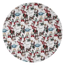 Multicolor Christmas Snowman Pattern Round Blanket,Comfortable Soft Flannel Throw Blanket,All Season,Warm Lightweight Blankets for Sofa Bed Couch Living Room Chair 60"x60"