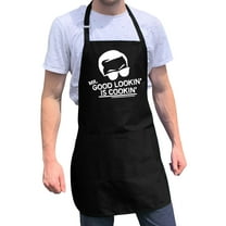ApronMen, Funny Aprons For Men - Mr. Good Looking is cooking - 100% Cotton with Pockets - Black