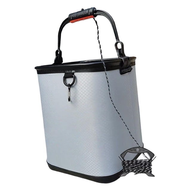 Cubo de pesca, cubo de agua, bote, EVA, exterior, 17 l, con cuerda, para jardín, pesca, casa, playa, viajes, almacenamiento, organizador Gris