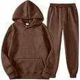 thumbnail image 5 of Cyglowse Hoodie Sweatsuit Set for Boys Girls 2 Piece Hooded Sweatshirt Jogger Sweatpants Tracksuit Kids Athletic Solid Outfits Coffee 8-9Y, 5 of 6