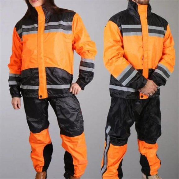 Hot Leathers RGU1004 Orange and Black Unisex Waterproof Rain Suit X-Small
