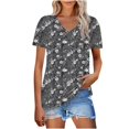 thumbnail image 2 of Spring Tops for Women Viikei Womens Tops Clearance under $5,Plus Size Womens Tunic Tops Short Sleeve,Women's New Short-sleeved V-neck Pullover Casual Printed Fashion Top Multicolor L, 2 of 7