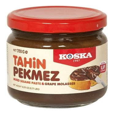 Sesame Paste And Grape Molasses ,Pekmez,Tahin,Tahini, Natural Sesame Tahini, Tahini with Grape Molasses 12.35 oz (350 Gr) By Koska Halal دبس العنب والطحينة