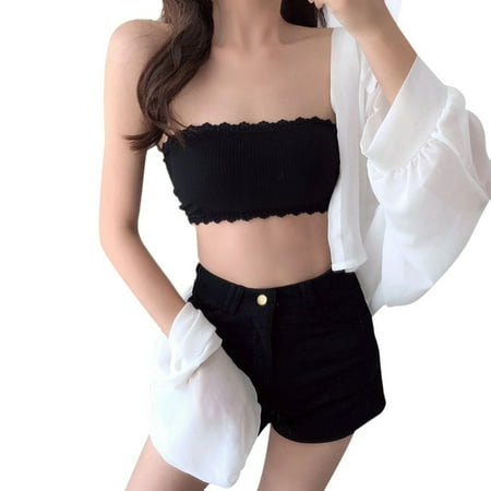 

Hazel Tech Women Strapless Bra Lace Top Seamless Padded Underwear