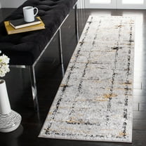 SAFAVIEH Amelia Romeo Abstract Bordered Runner Rug, Grey/Gold, 2' x 8'