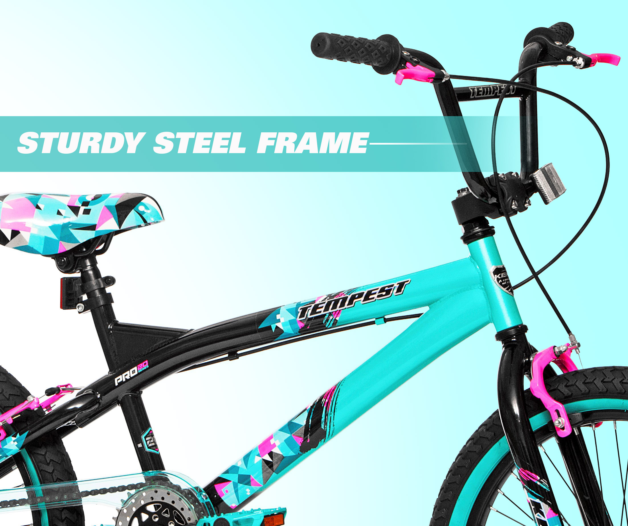Kent 20" Tempest BMX Bicycle, Black/Aqua photo 3