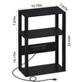 thumbnail image 2 of LELELINKY 2pc 3-Tier Narrow Side Table with Charging Station, Wood Nightstand with USB Ports for Small Spaces, Black, 2 of 7