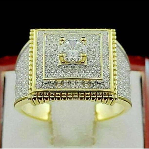 Anillos con incrustaciones de cristal para hombre y mujer, joyería de moda europea y americana para banquete y negocios