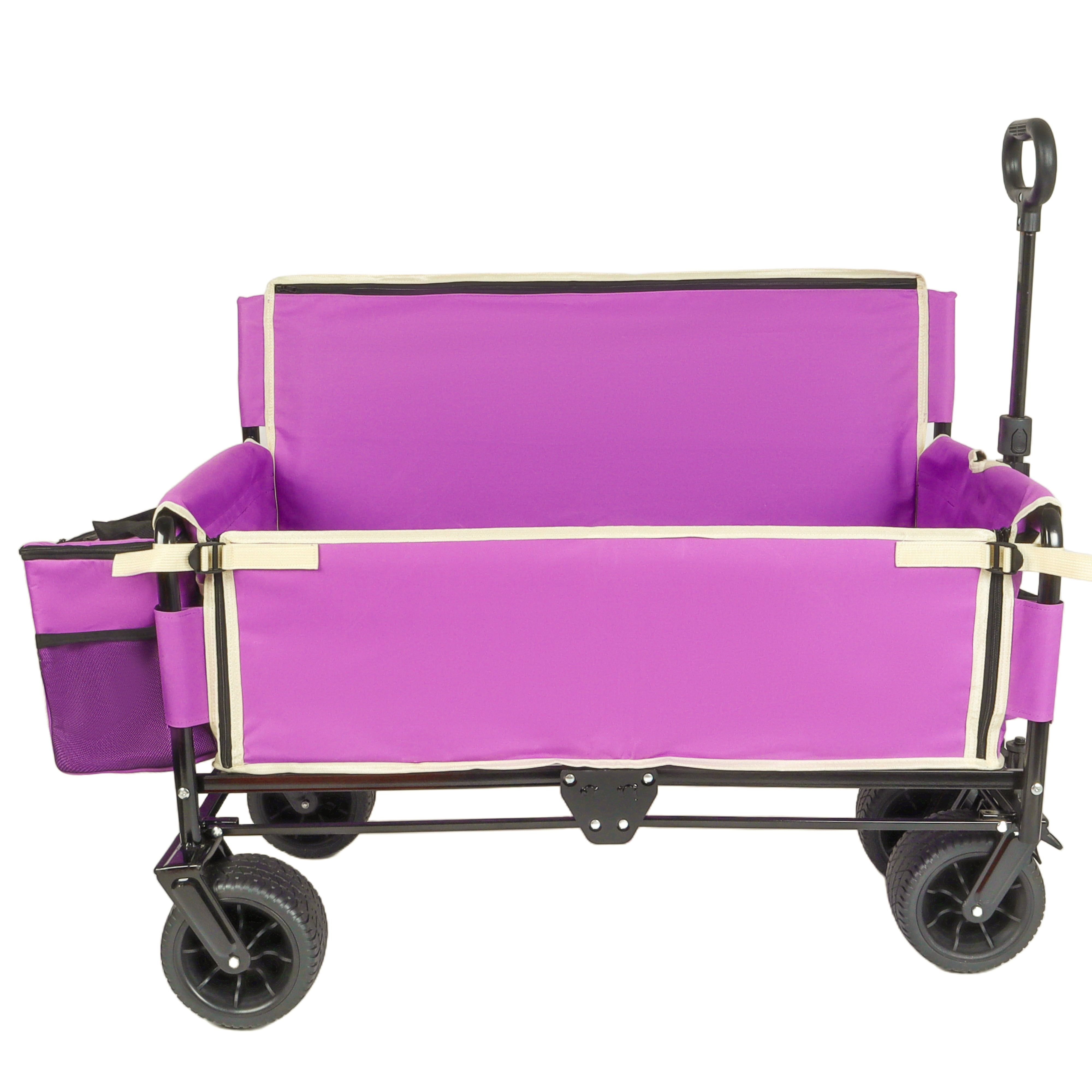 3-in-1 Folding Wagon Cart with Convertible Bench Seat & Storage, Patent Protected, 500lbs Heavy-Duty Utility Wagon with 1 Ice Pack, for Camping Beach Sports Garden