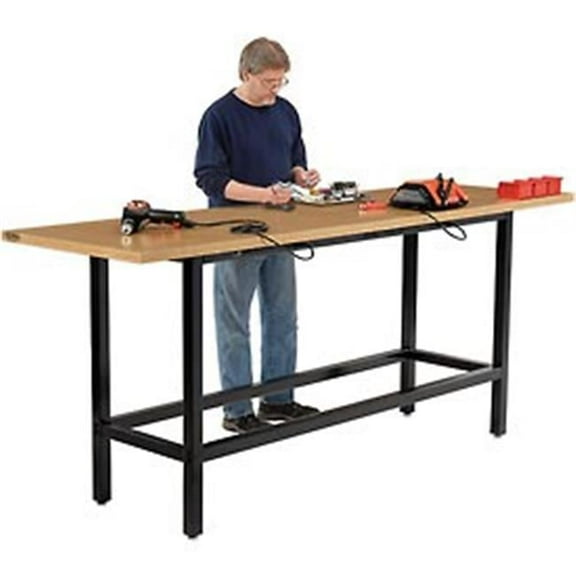 96 x 30 in. Standing Height Workbench - Shop Top Square Edge - Black
