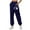 Dark Blue(New), variant on PNTUTB Women Fashion Casual Printing Solid Color Sweatpants with Loose Ankle Cinched Side Pocket Sports Pants