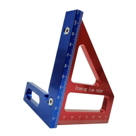 

High Precision Miter Triangle Ruler Woodworking Marking Ruler Drawing Line Ruler Carpenter Tools Triangle Ruler Scriber Square Protractor blue and red Blue Red