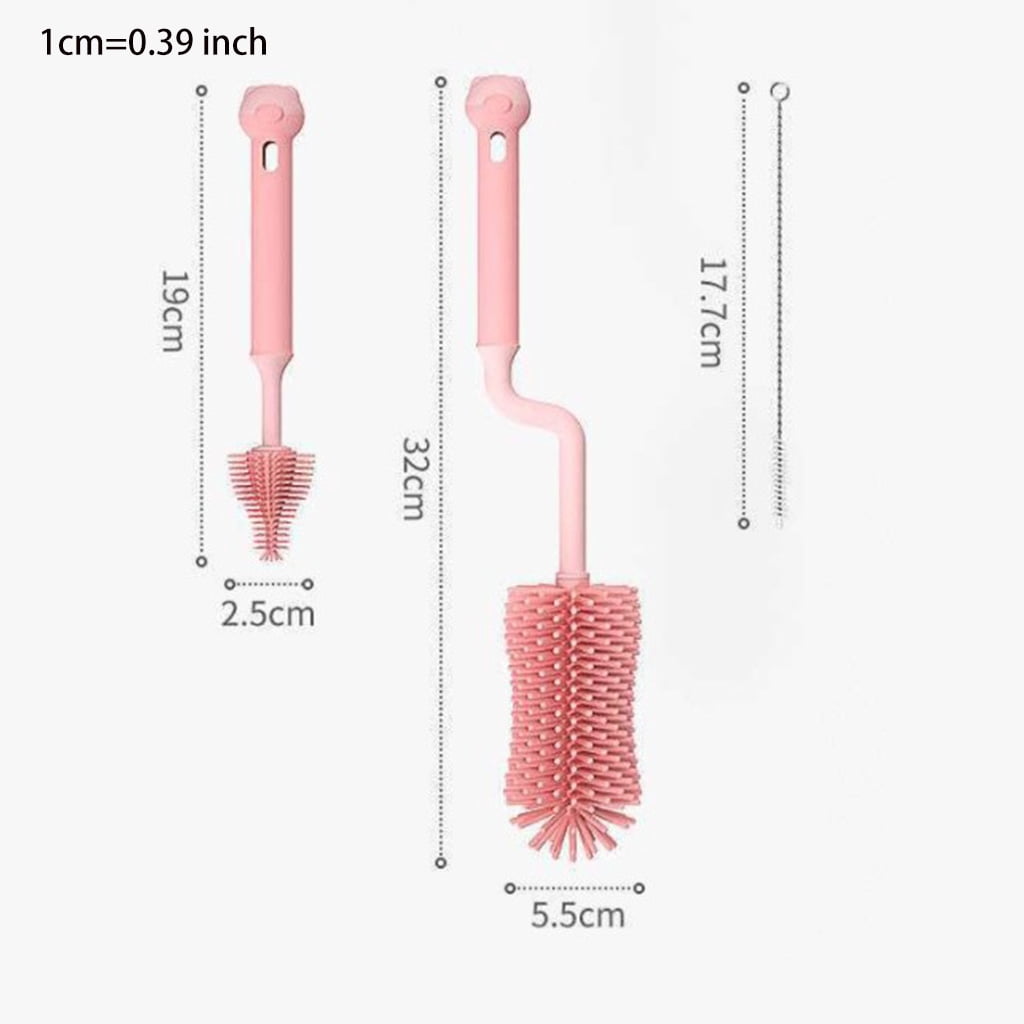 3Pcs Nipple Brush Cleaner Reusable Water Bottle Brush with Sturdy Bristle