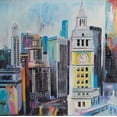 thumbnail image 2 of Atelier B Art Studio 20x20 White Modern Wood Framed Museum Art Print Titled - Colorful Cityscape of Manhattan, 2 of 4